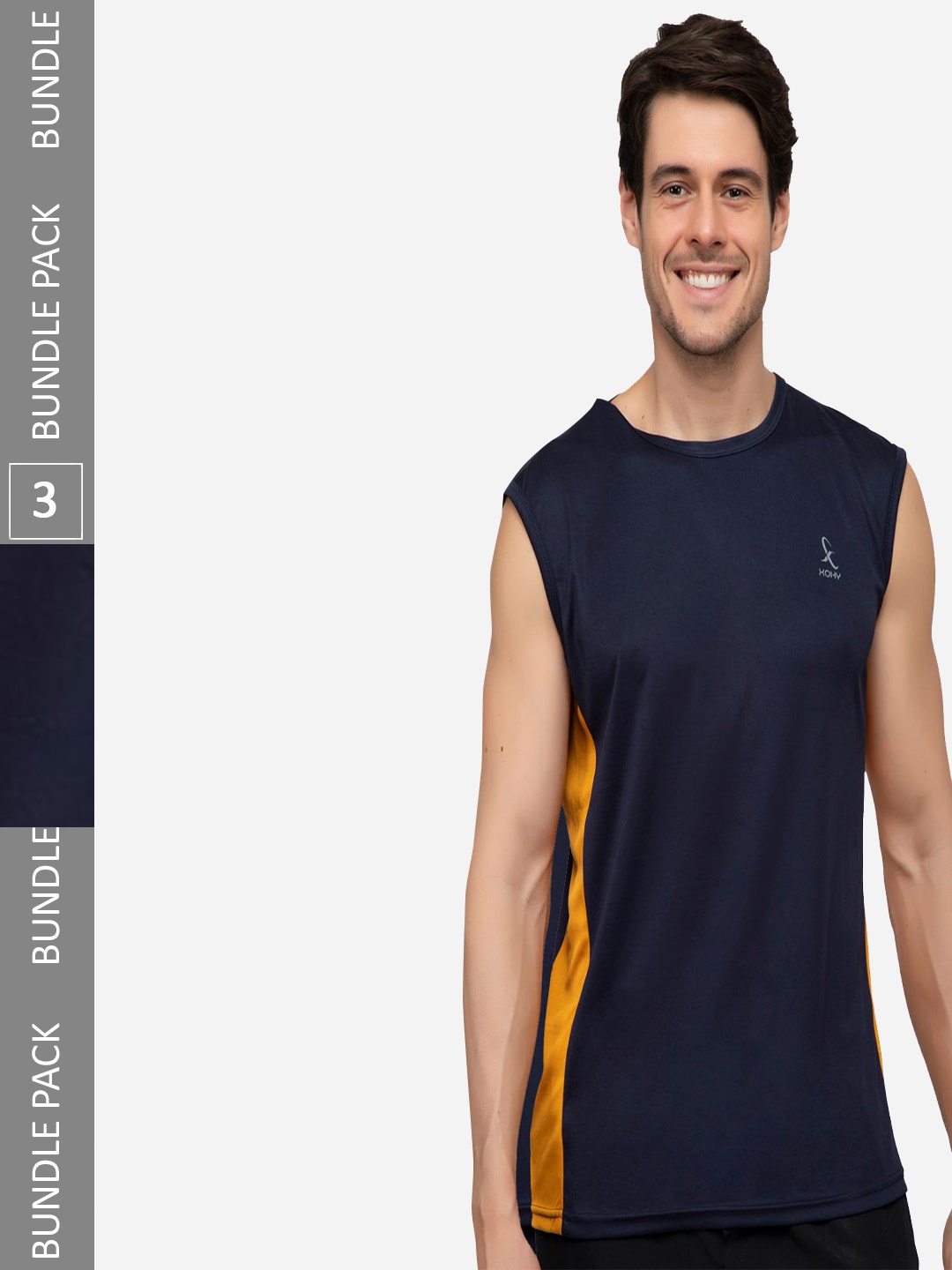 

Xohy Pack Of 3 Gym Vest, Navy blue