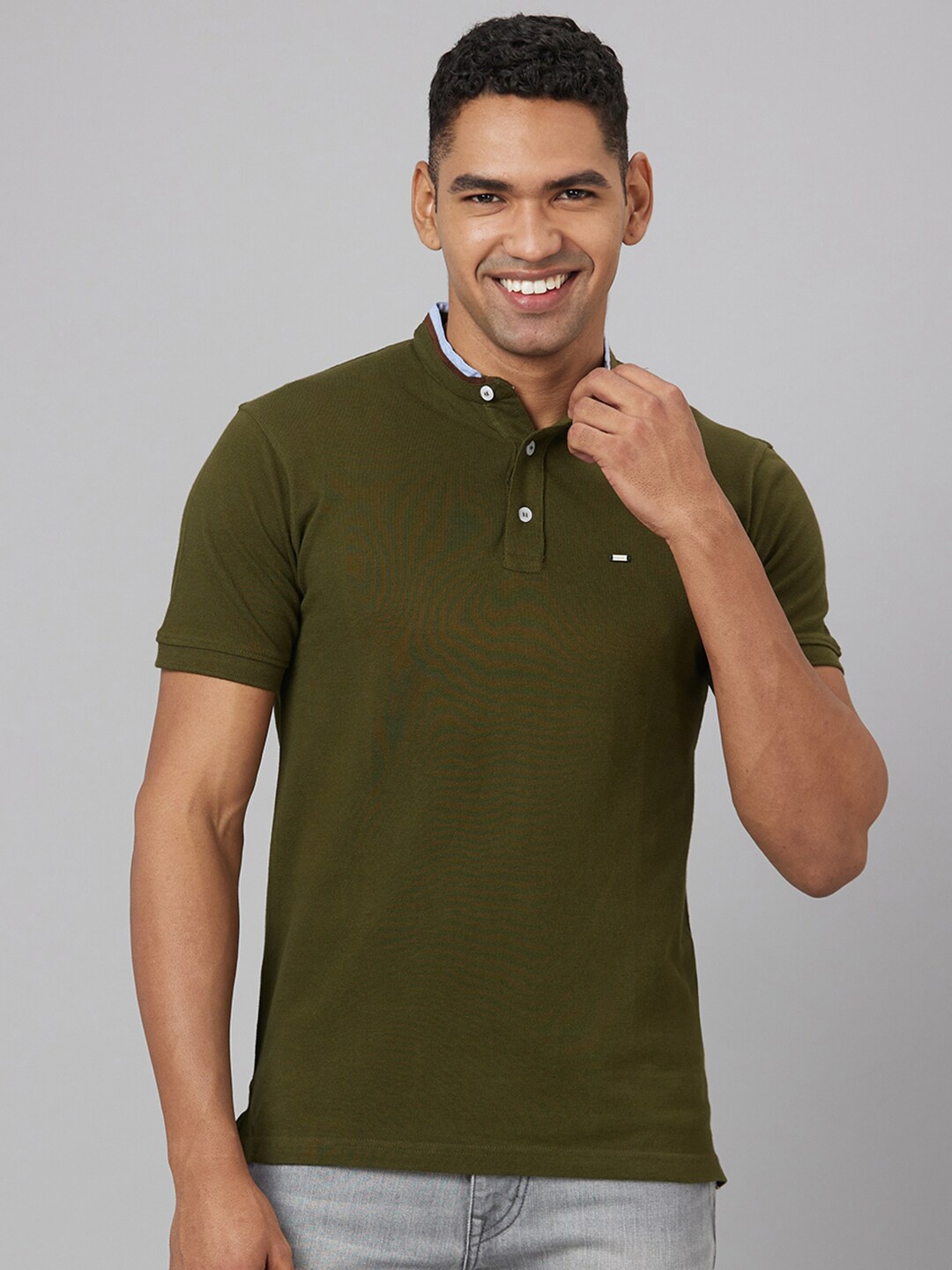 

Pontiac Mandarin Collar Regular Fit T-shirt, Green