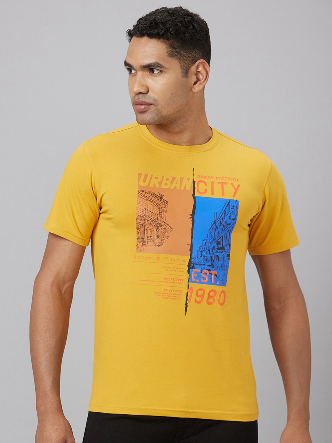 

Pontiac Graphic Printed Cotton T-Shirt, Yellow