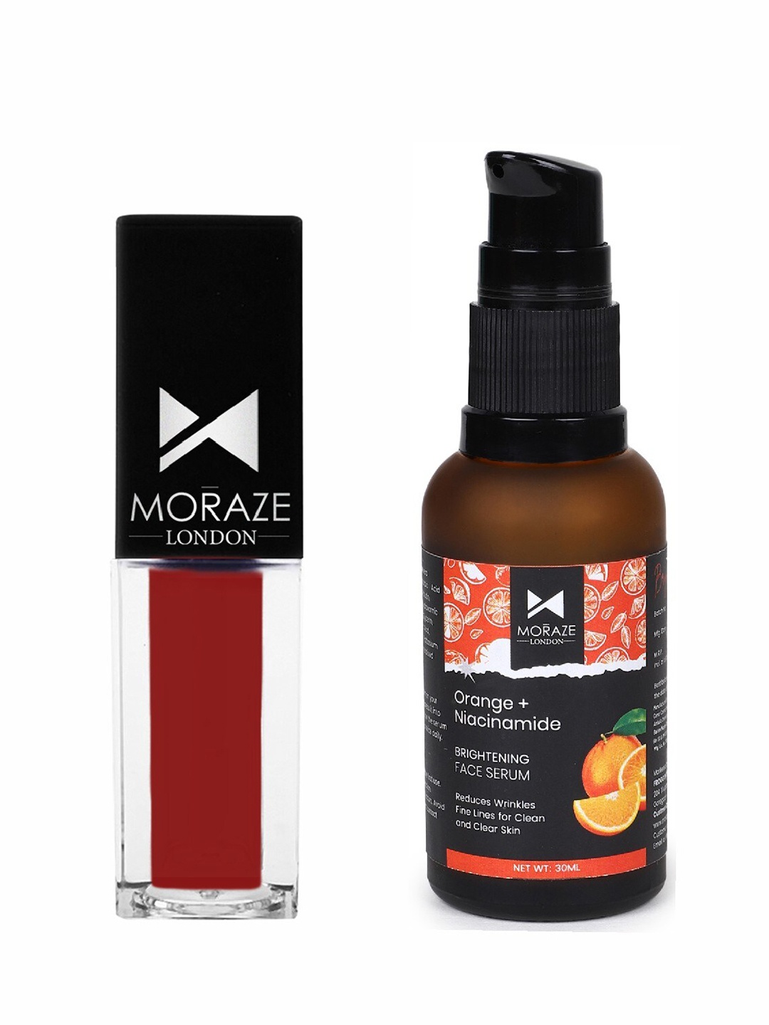 

Moraze Set of Orange+Niacinamide Face Serum 30ml & Mini Matte Lipstick 3ml - Kiss Me, Brown