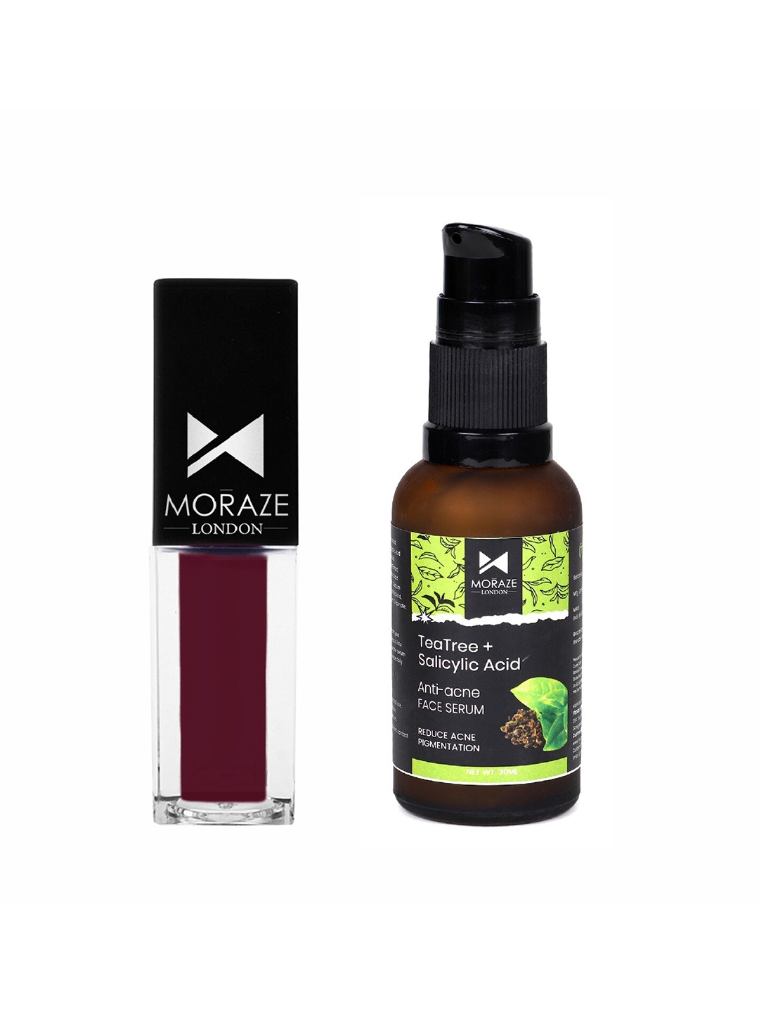 

Moraze Set of Tea Tree+Salicylic Acid Face Serum 30ml & Mini Matte Lipstick - Last Friday, Brown