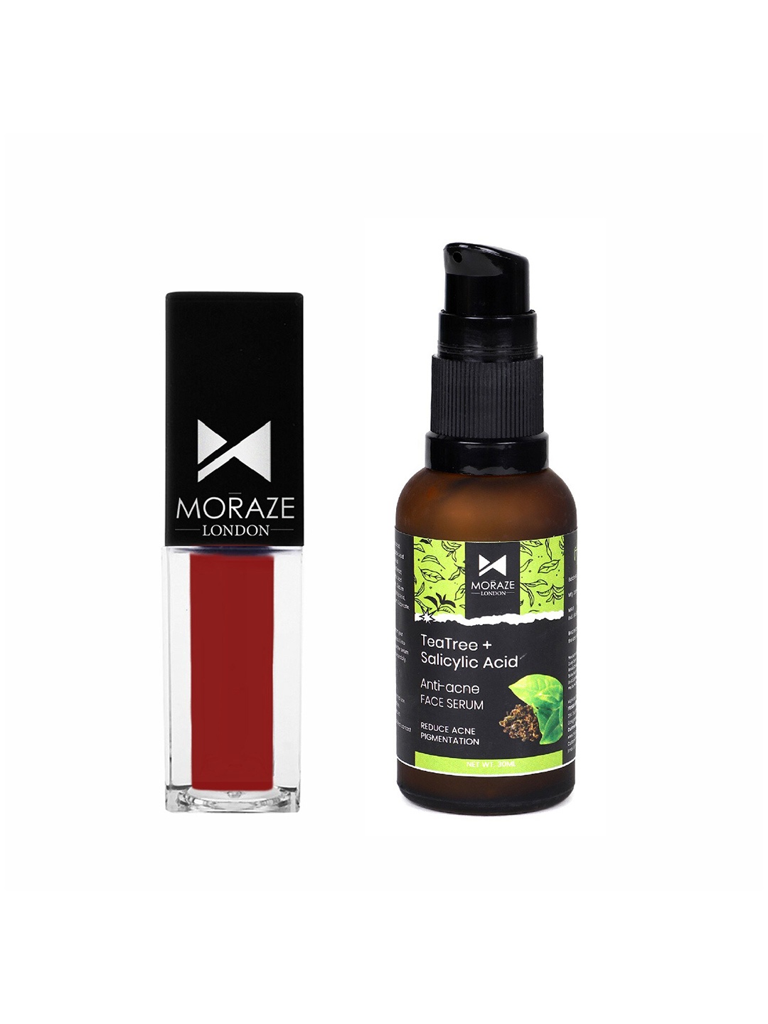 

Moraze Set of Tea Tree+Salicylic Acid Face Serum 30ml & Mini Matte Lipstick - Kiss Me, Maroon