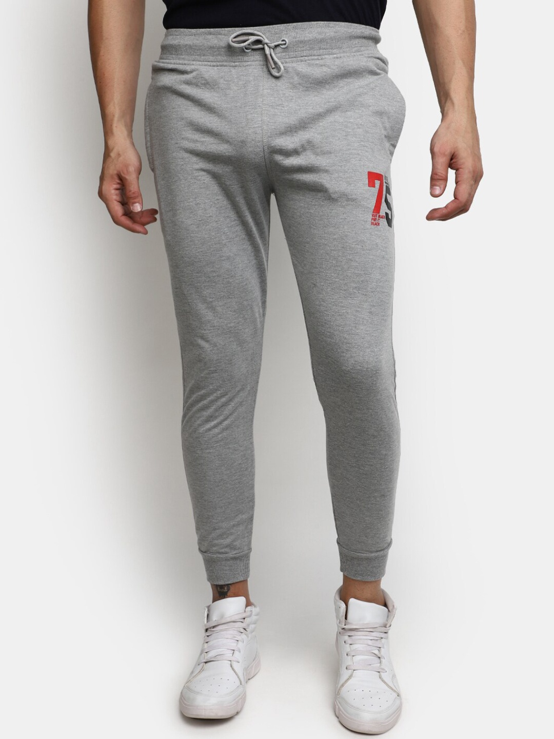 

V-Mart Men Mid Rise Cotton Joggers, Grey
