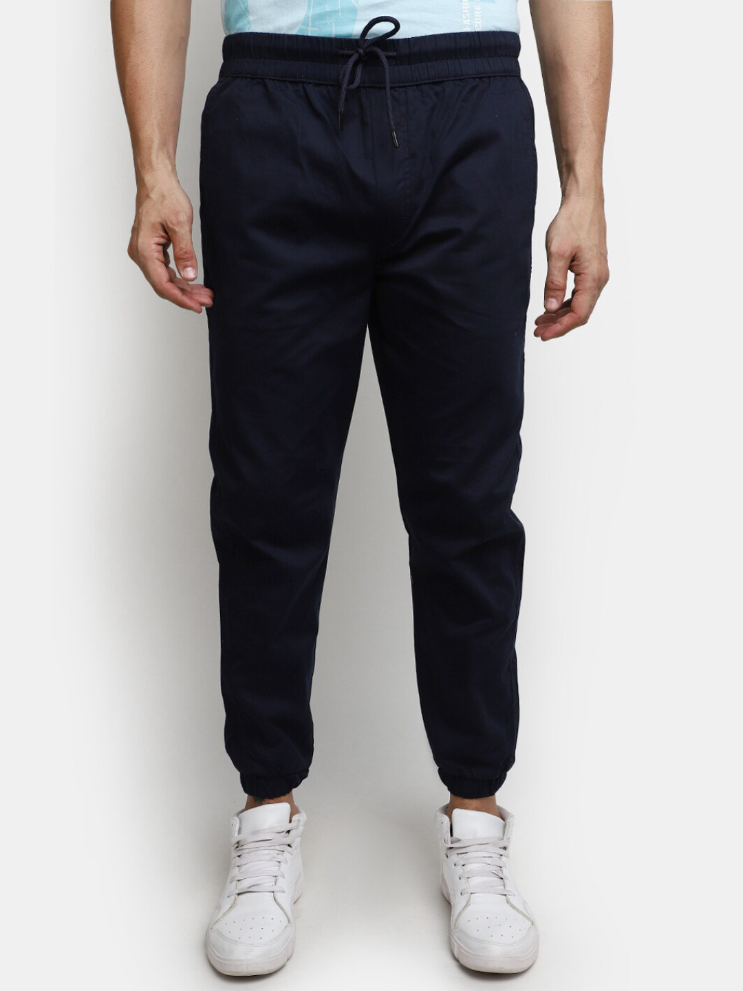 

V-Mart Men Mid-Rise Cotton Joggers, Blue