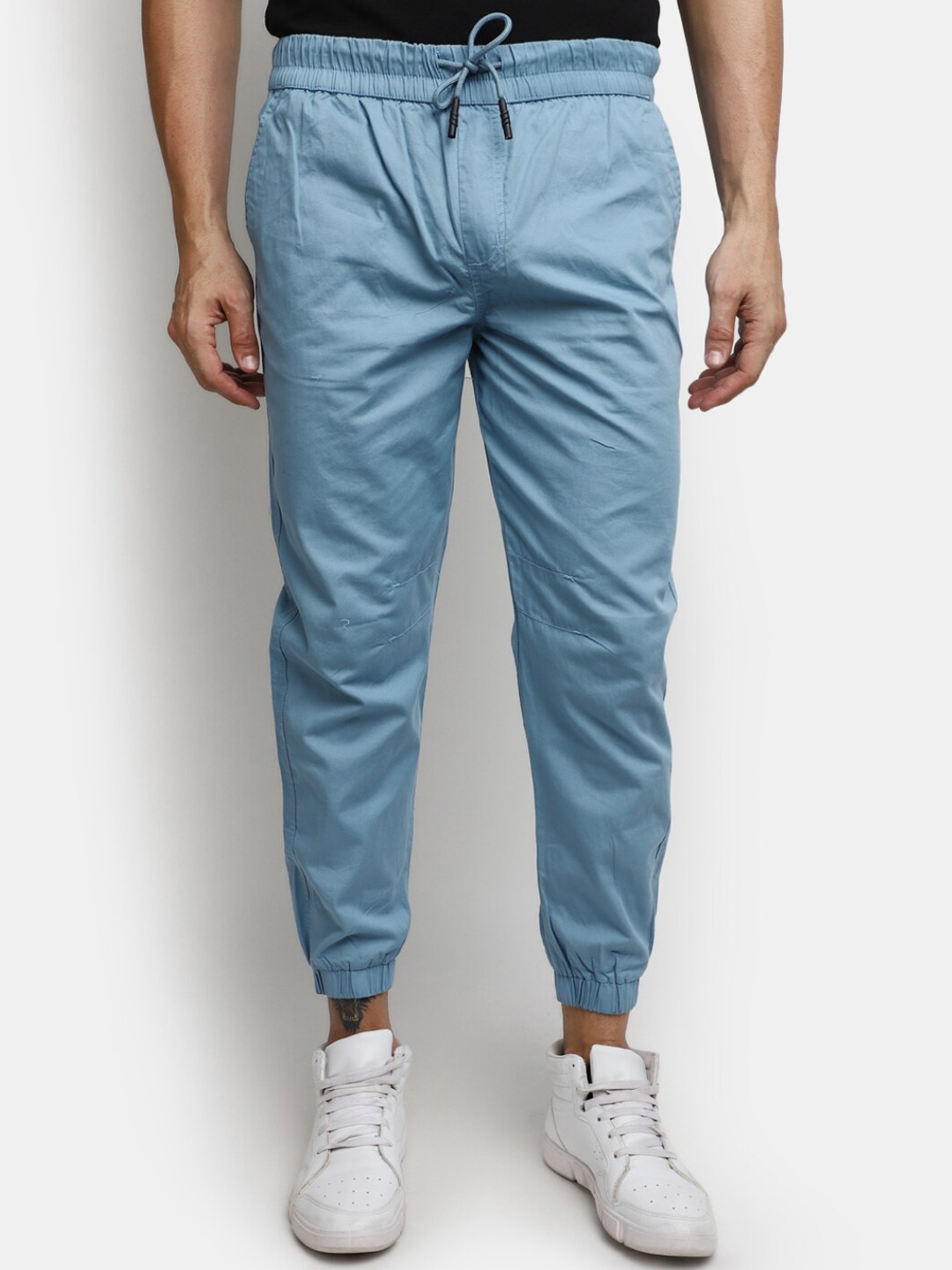 

V-Mart Men Mid-Rise Cotton Track Pants, Blue