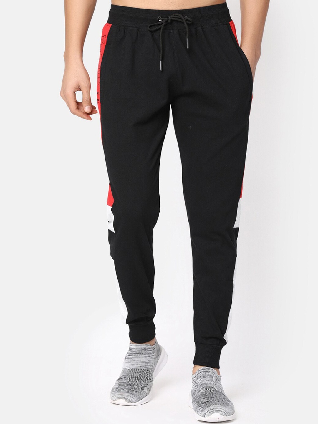 

V-Mart Men Mid-Rise Cotton Joggers, Black