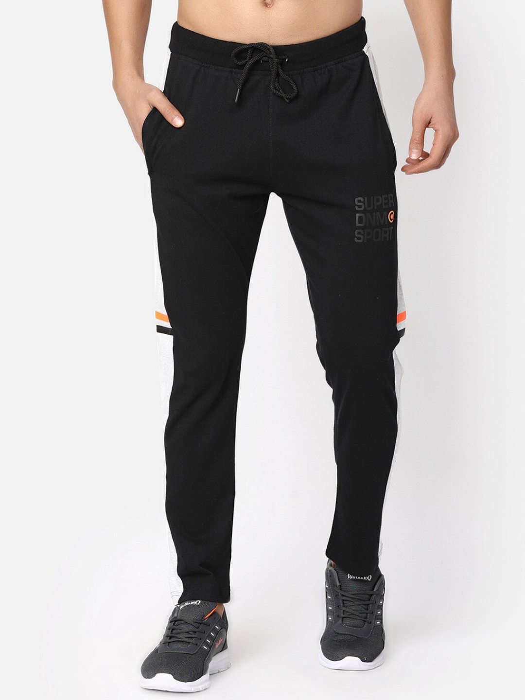 

V-Mart Men Colourblocked Cotton Track Pants, Black