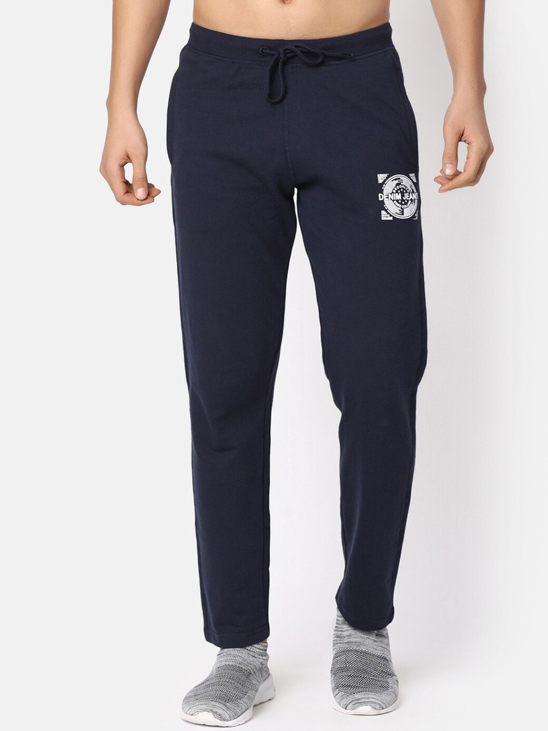 

V-Mart Men Mid Rise Cotton Track Pants, Navy blue