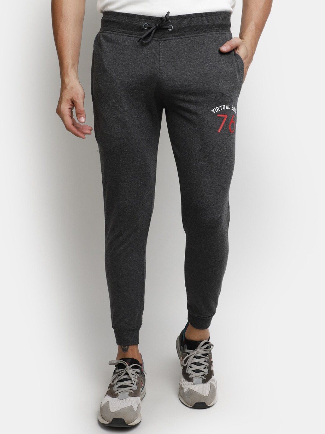 

V-Mart Men Mid Rise Cotton Joggers, Grey