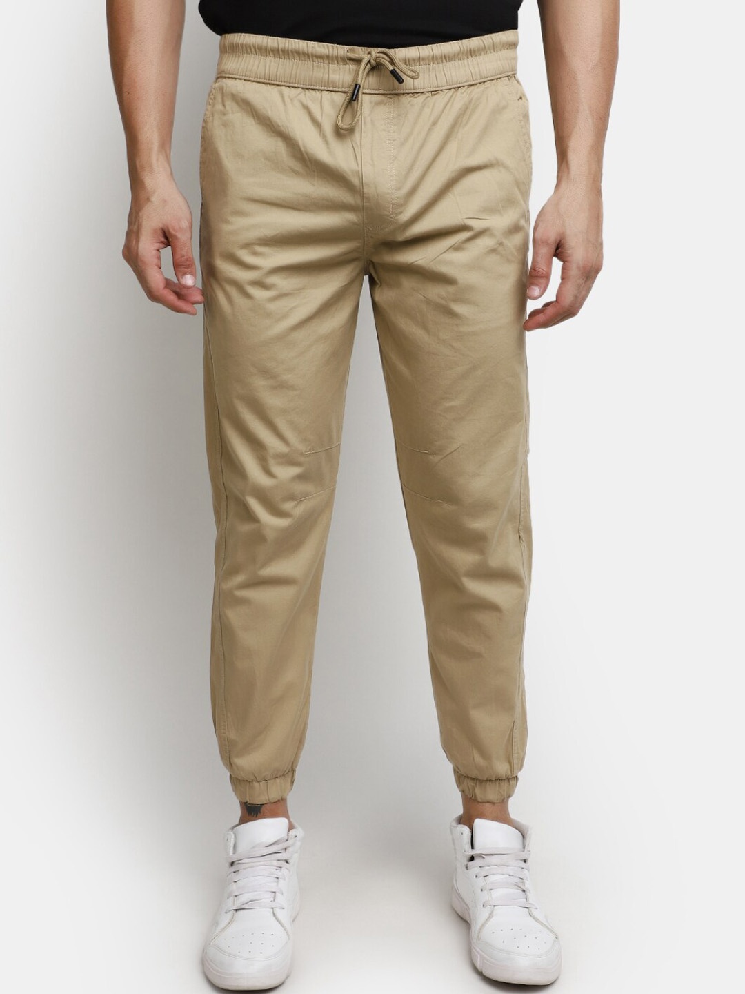 

V-Mart Men Mid-Rise Cotton Joggers, Khaki