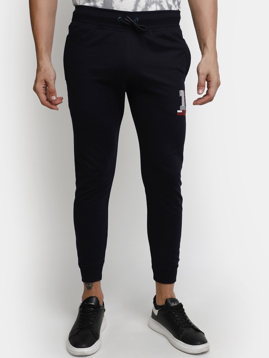 

V-Mart Men Mid Rise Cotton Joggers, Navy blue