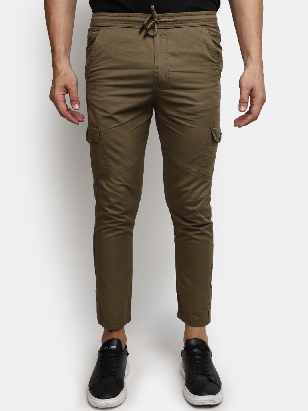 

V-Mart Men Cotton Mid Rise Track Pants, Brown