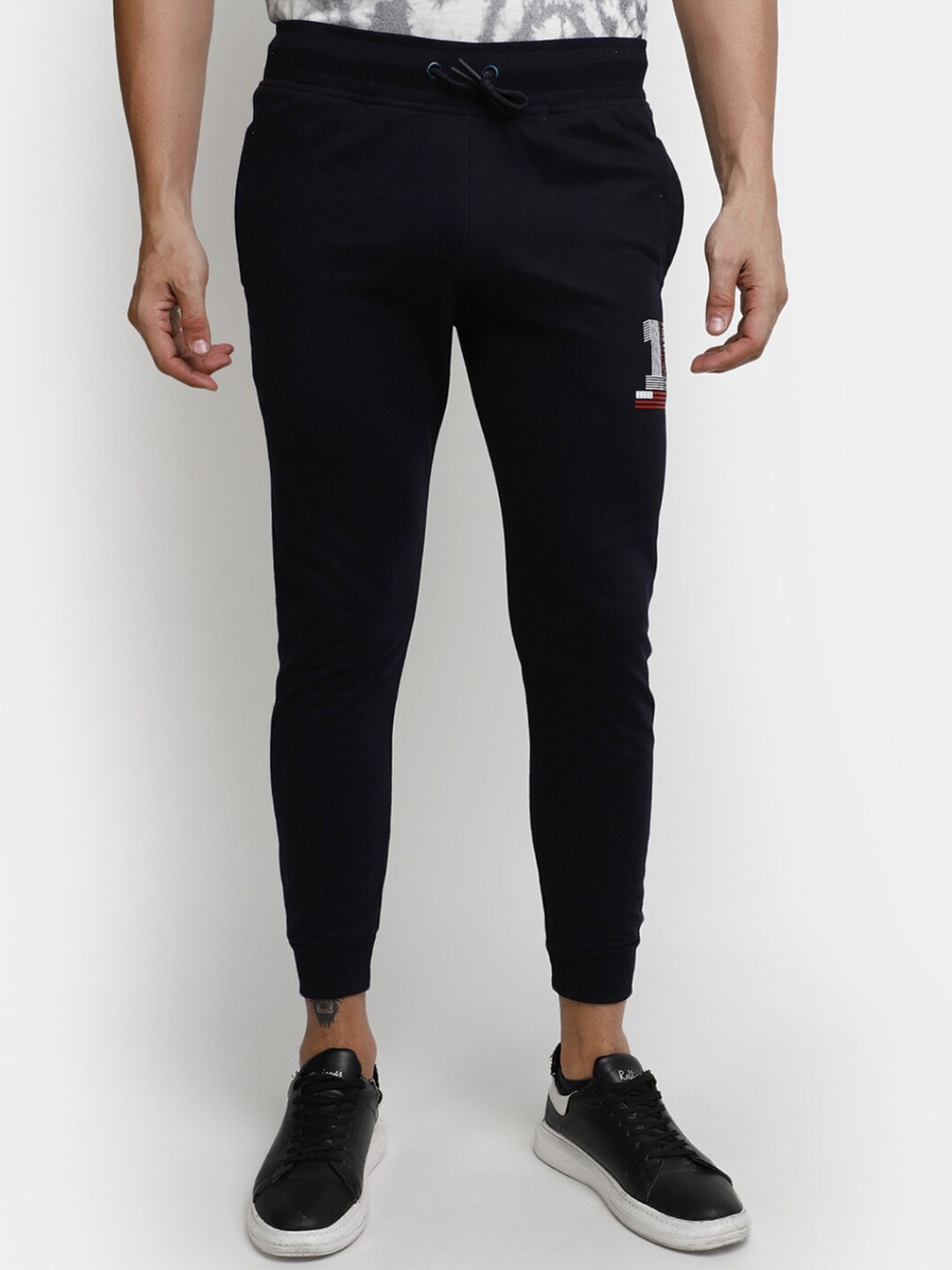 

V-Mart Men Mid-Rise Cotton Joggers, Navy blue