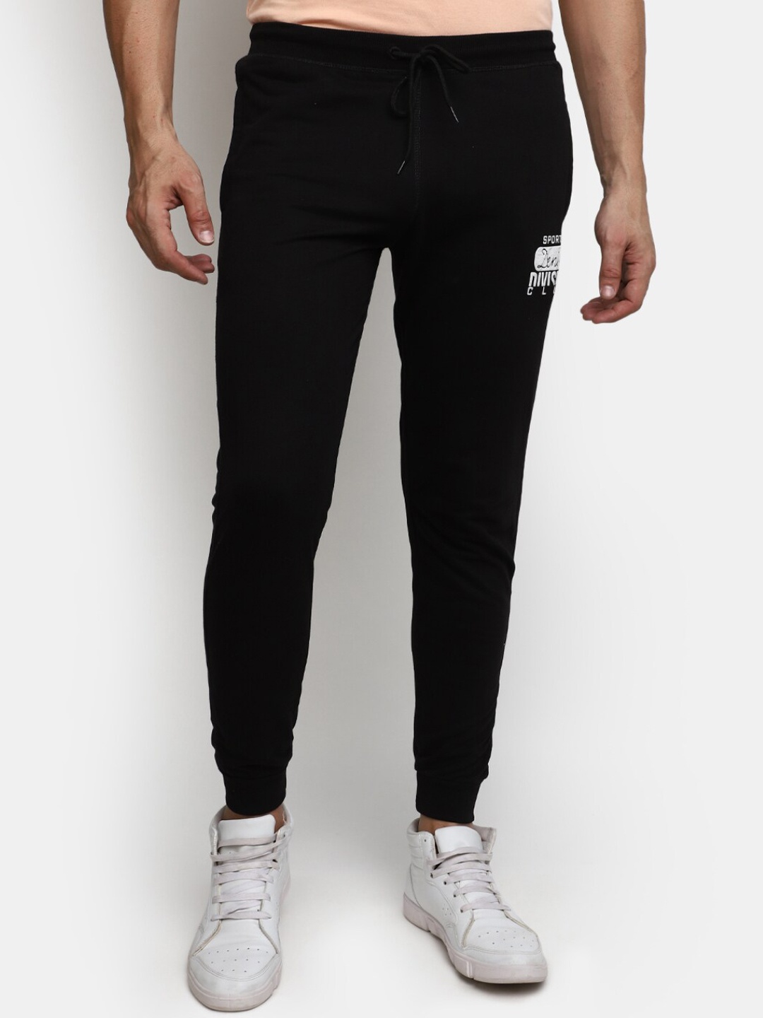 

V-Mart Men Mid Rise Cotton Joggers, Black