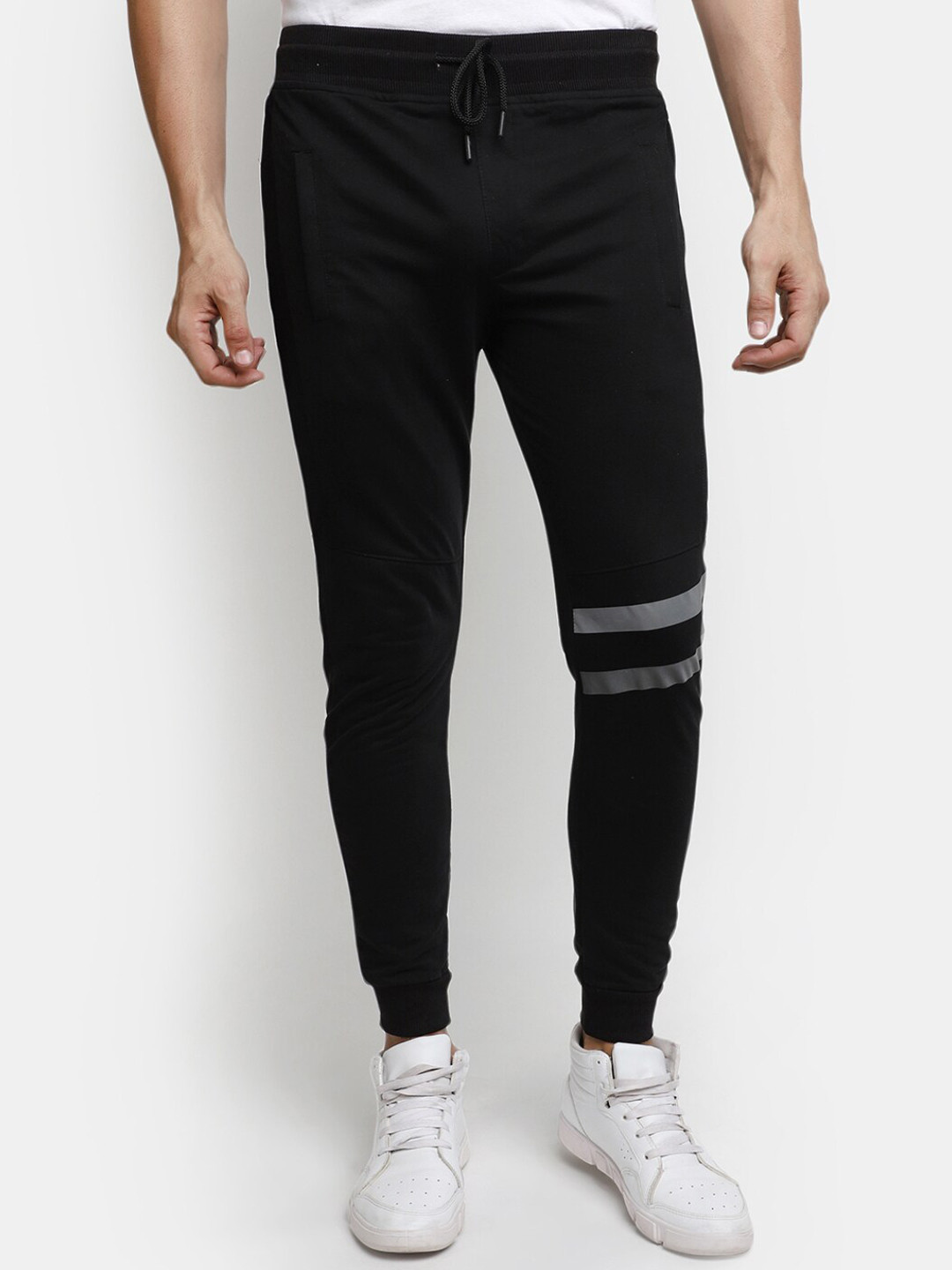 

V-Mart Men Mid Rise Cotton Joggers, Black