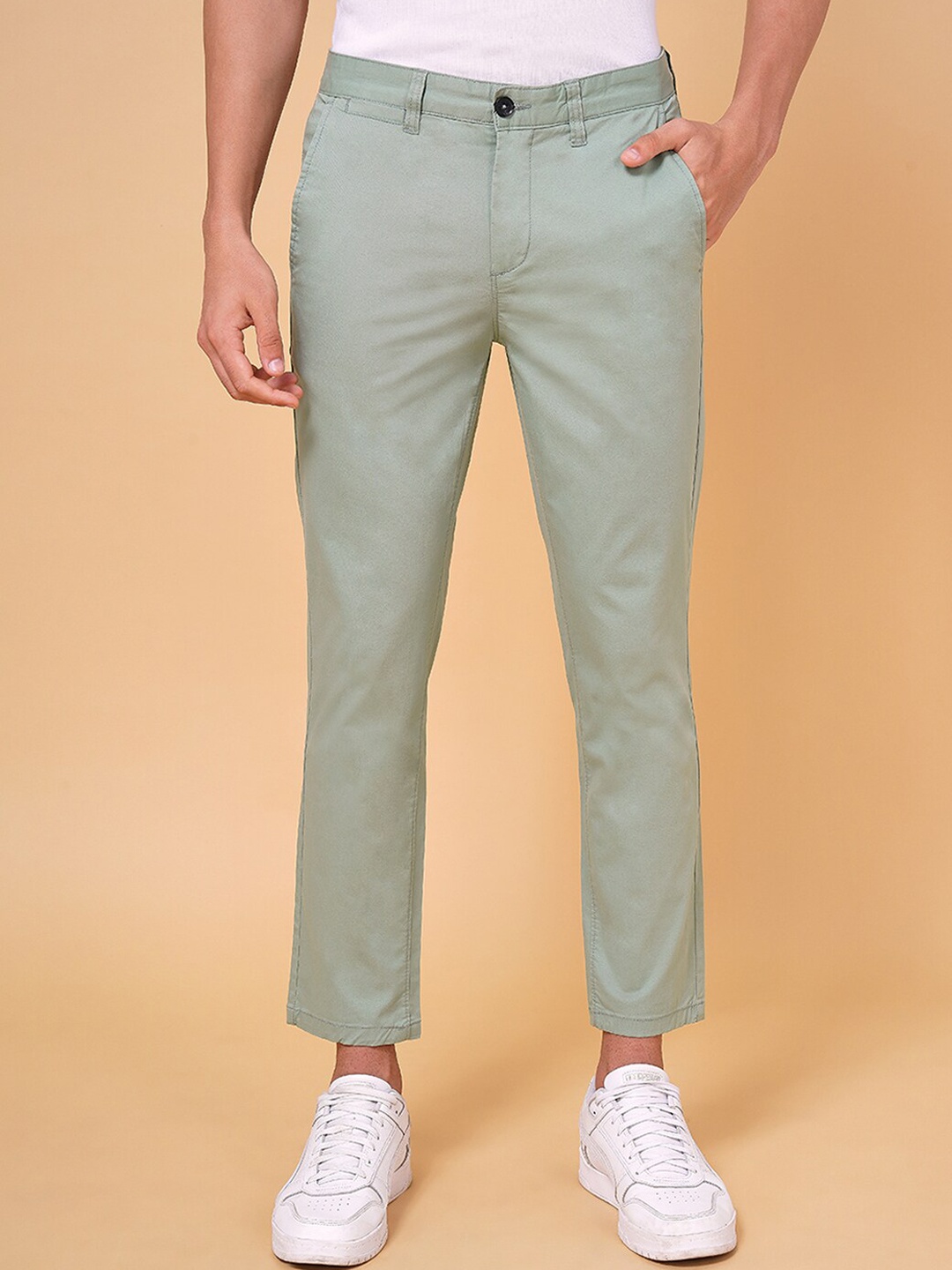 

BYFORD by Pantaloons Men Slim Fit Low-Rise Chinos Trousers, Green