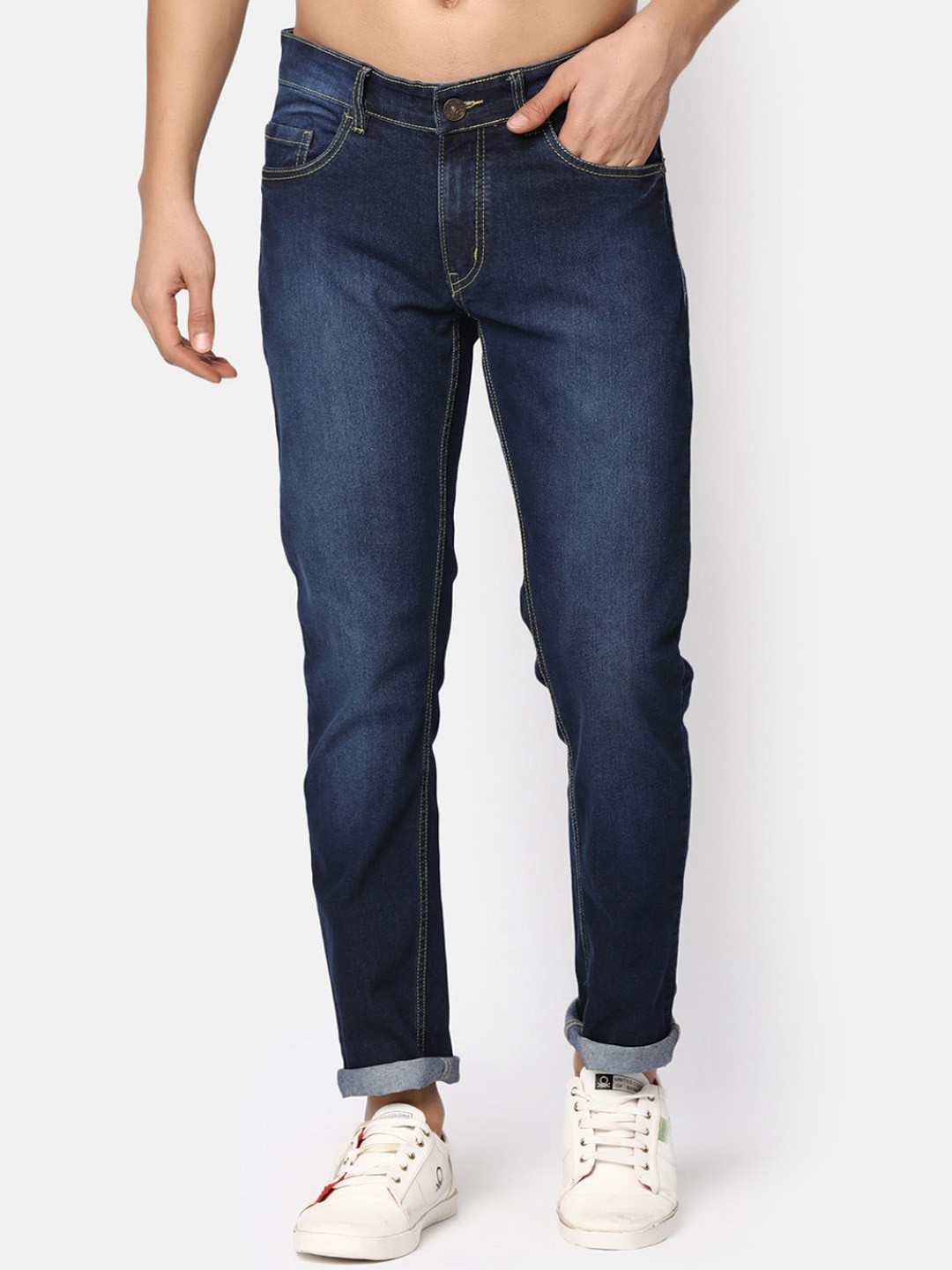 

V-Mart Men Slim Fit Light Fade Clean Look Stretchable Jeans, Blue