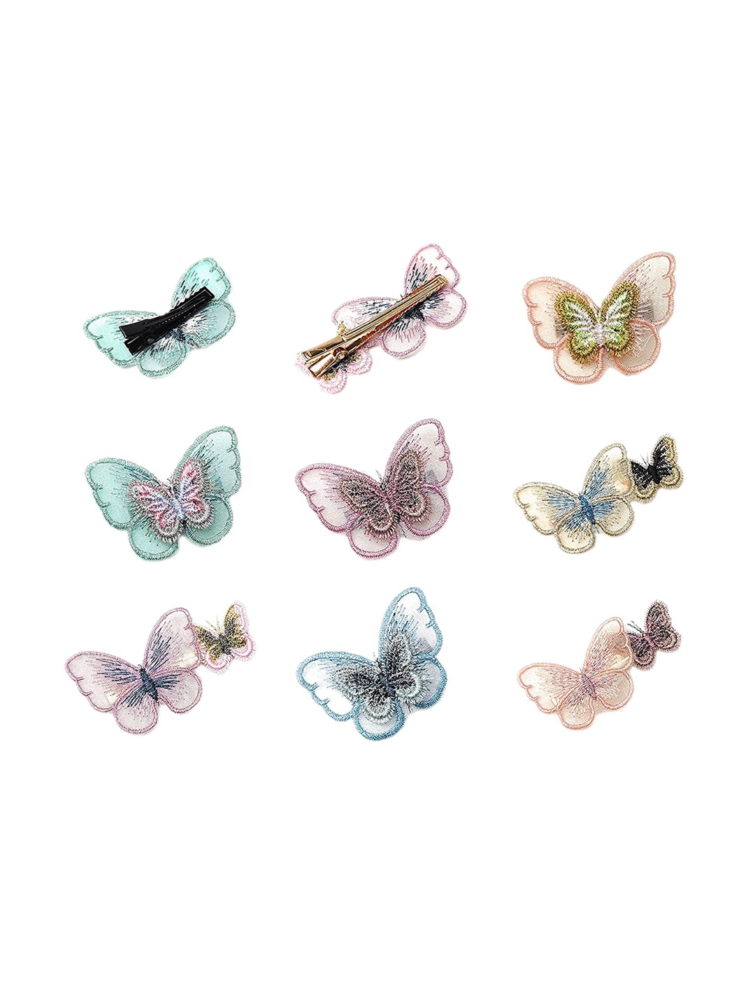 

LYTIX Set Of 15 Butterfly Alligator Hair Clips, Blue