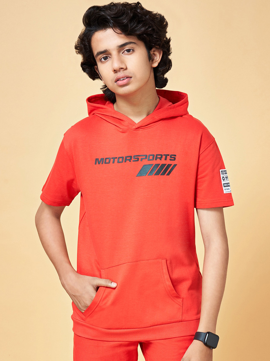 

Coolsters by Pantaloons Boys Typography Printed Hooded Cotton T-shirt, Red