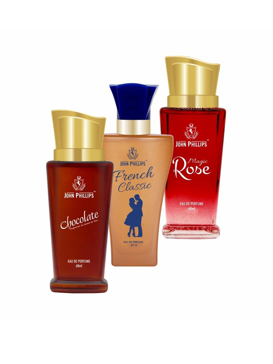 

JOHN PHILLIPS Set Of 3 Long-Lasting French Eau De Perfume - 60 ml Each, Red