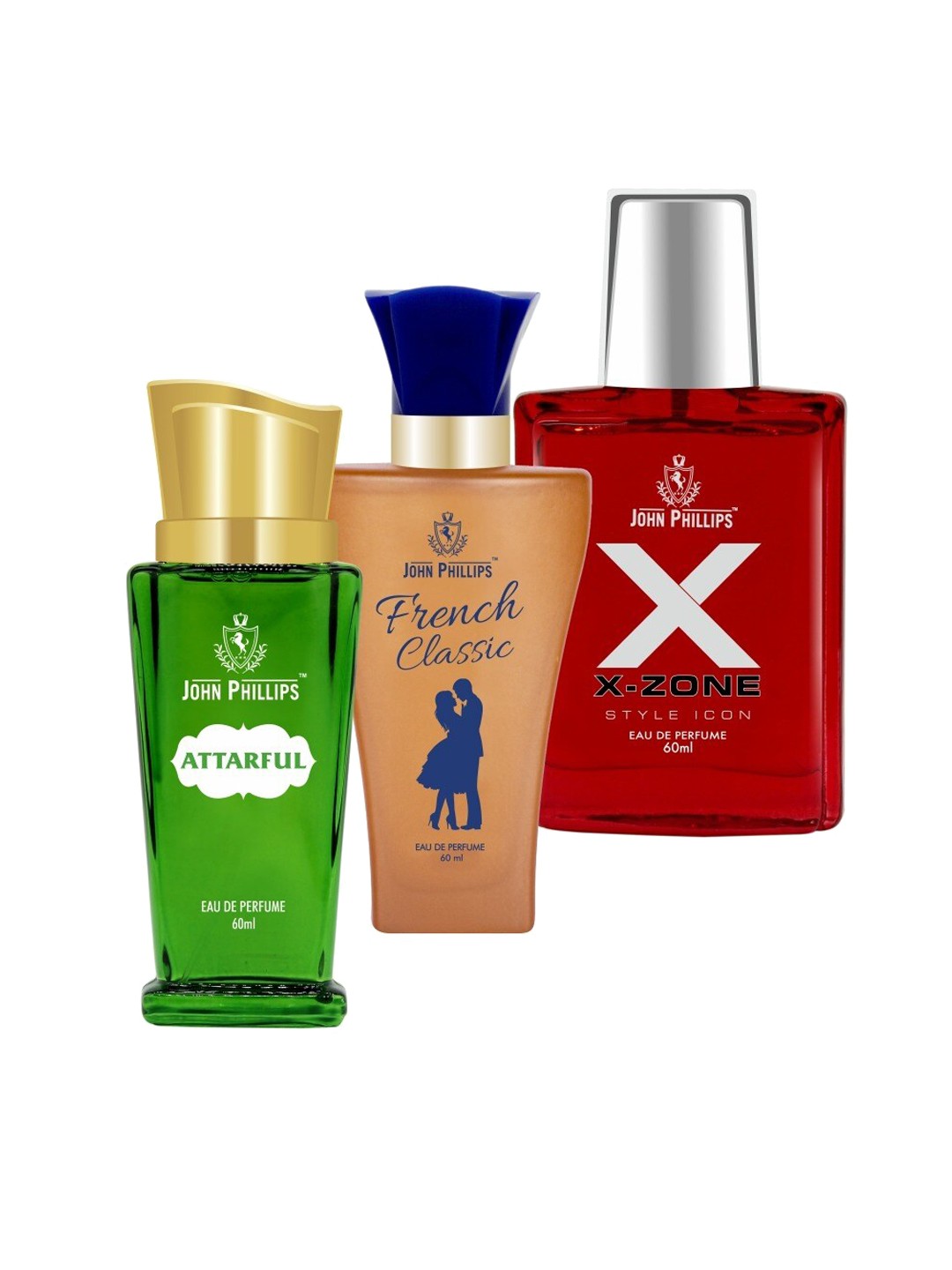 

JOHN PHILLIPS Set Of 3 Long-Lasting French Eau De Perfume - 60 ml Each, Red