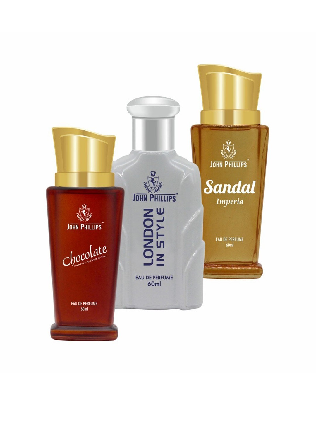 

JOHN PHILLIPS Set Of 3 Long-Lasting French Eau De Perfume - 60 ml Each, White