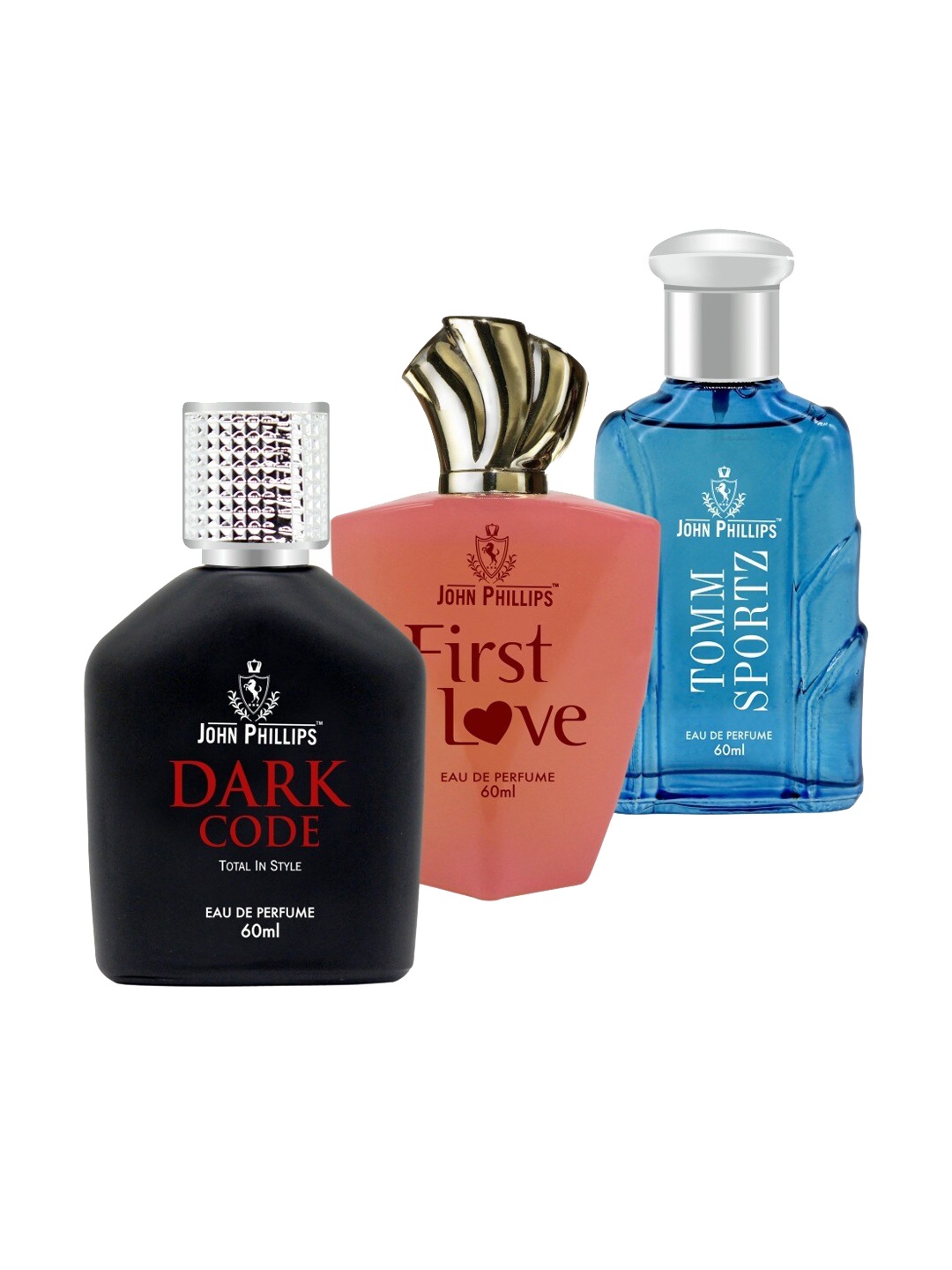 

JOHN PHILLIPS Set Of 3 Long-Lasting French Eau De Perfume - 60 ml Each, Blue