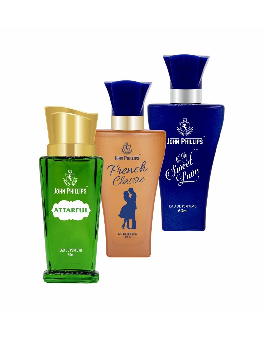 

JOHN PHILLIPS Set of 3 Eau De Parfum 60ml each - Attarful + French Classic + My Sweet Love, Green