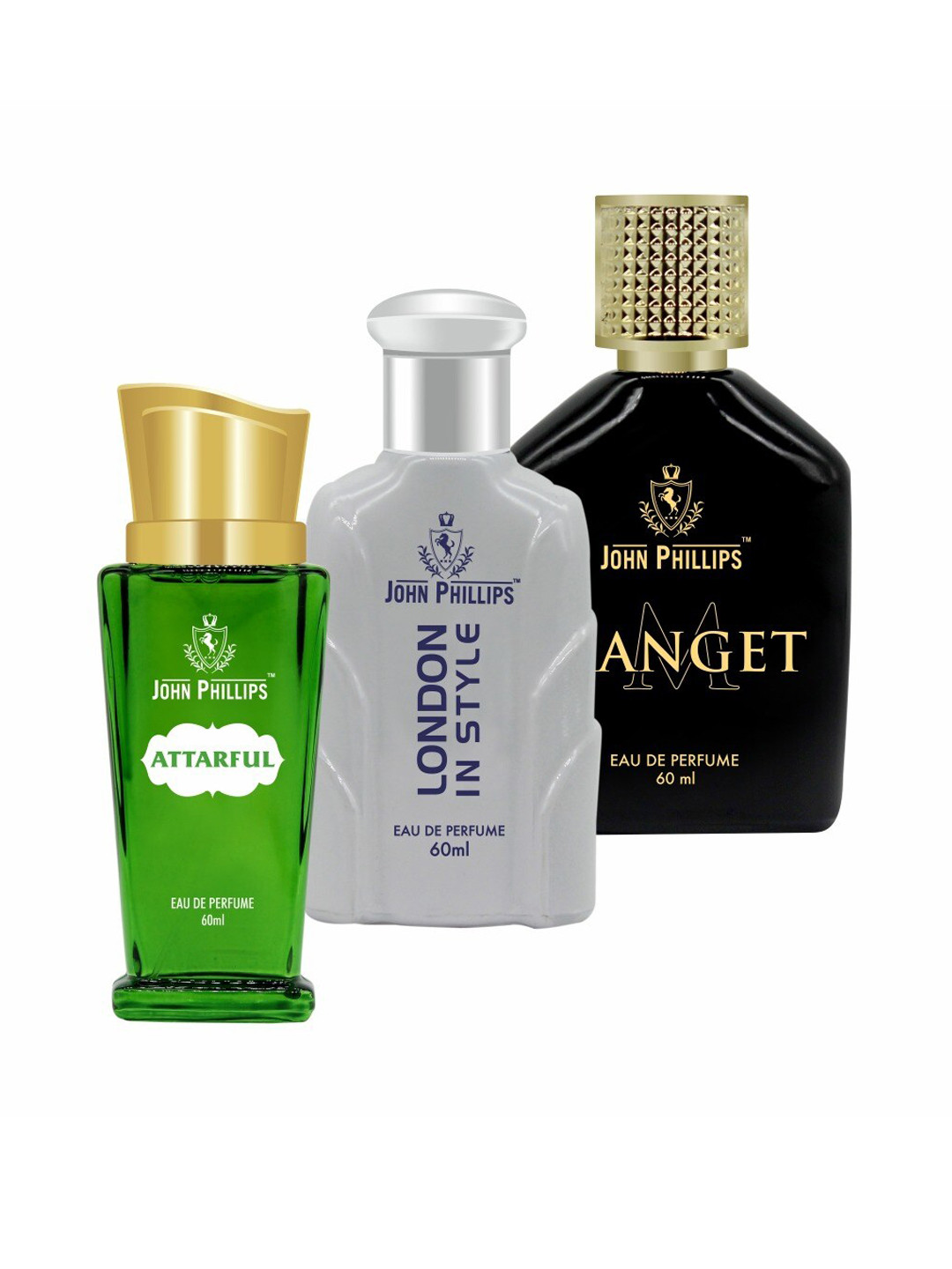 

JOHN PHILLIPS Set of 3 Eau De Parfum 60 ml each - Attarful + London In Style + Manget, Green