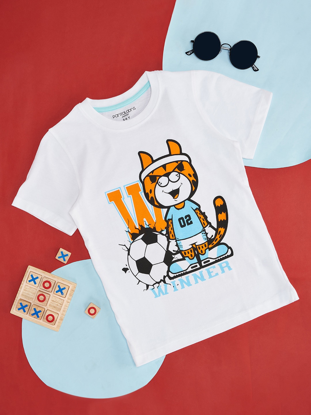

Pantaloons Junior Boys Graphic Printed Cotton T-shirt, White