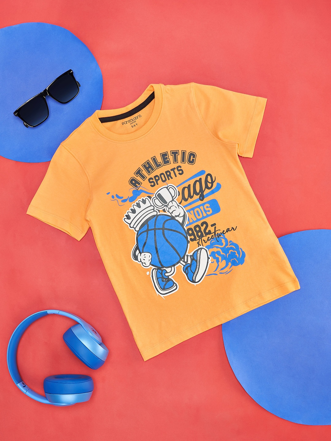 

Pantaloons Junior Boys Graphic Printed Cotton T-shirt, Orange