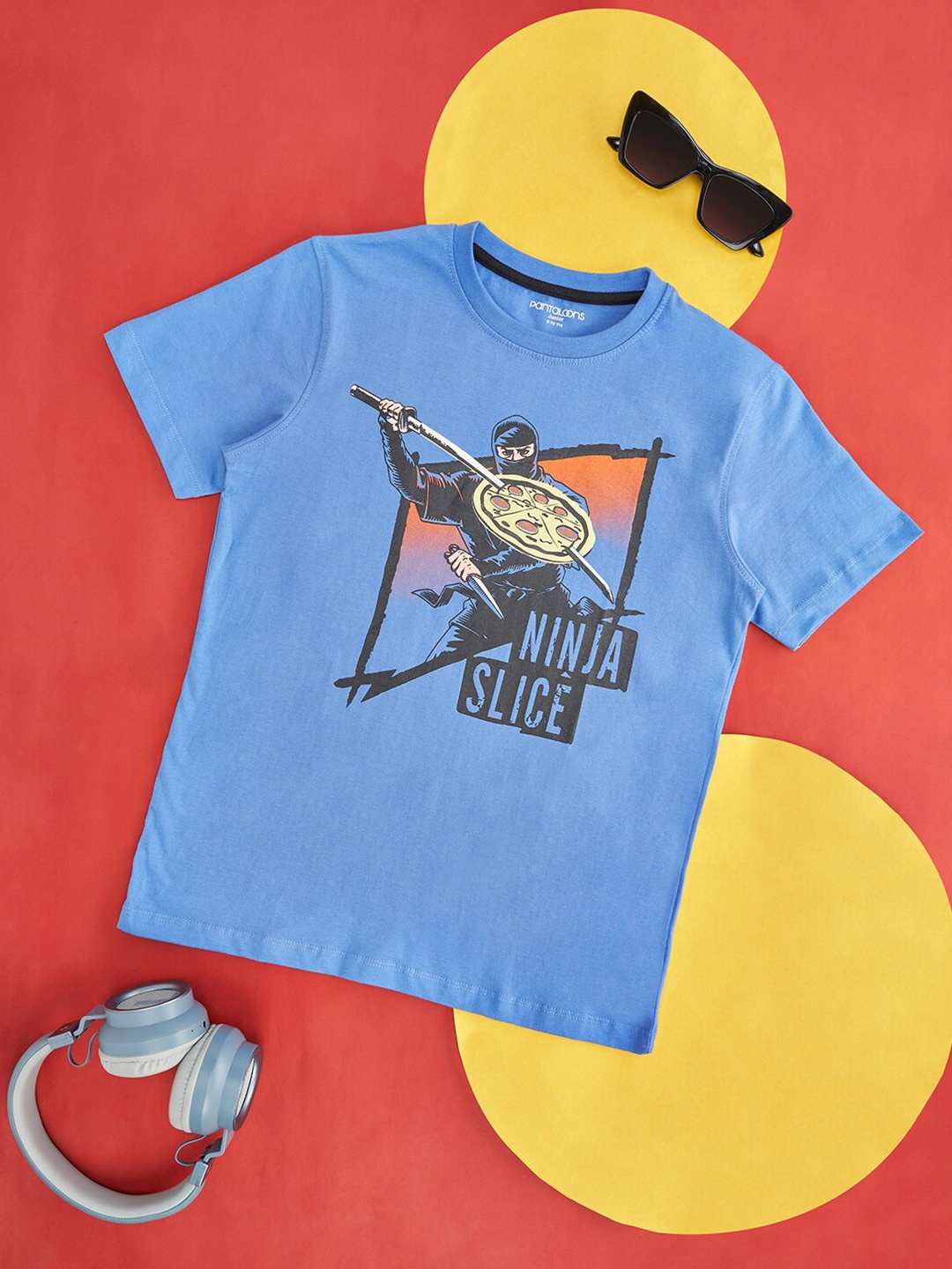 

Pantaloons Junior Boys Graphic Printed Cotton T-shirt, Blue