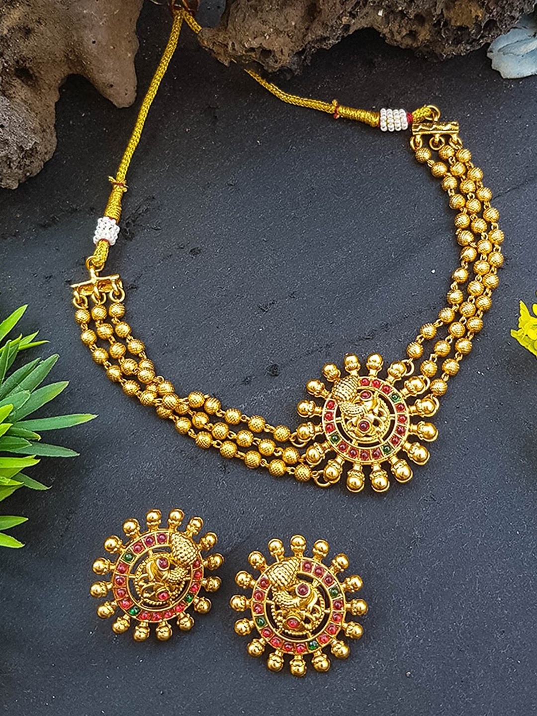 

GRIIHAM Gold-Plated AD-Studded Jewellery Set