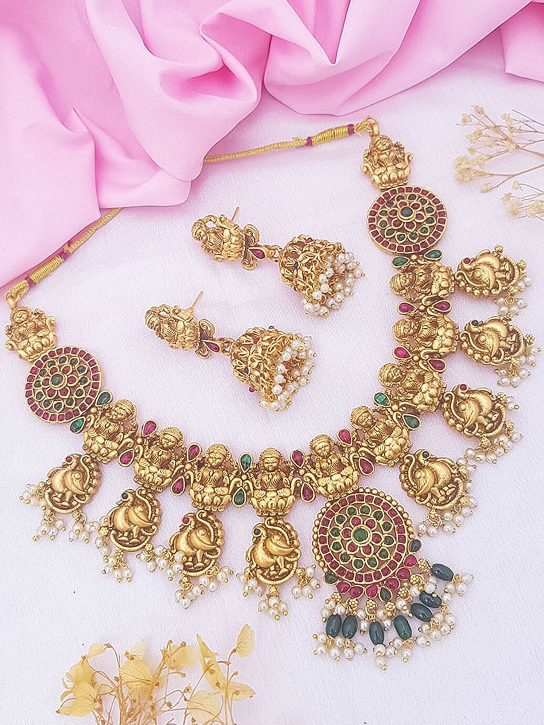 

GRIIHAM Gold-Plated Laxmi Necklace Set
