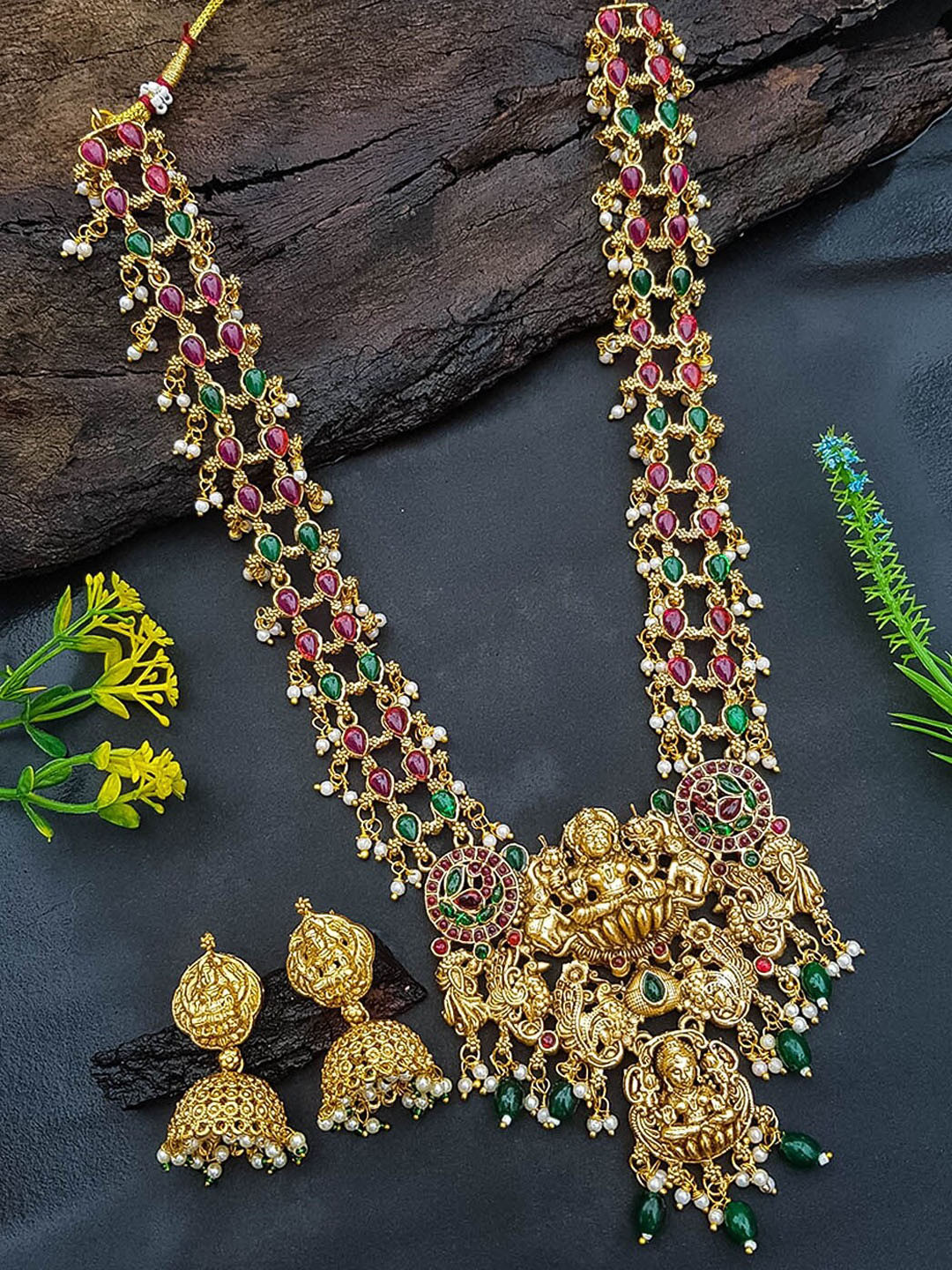 

GRIIHAM Gold-Plated AD-Studded Jewellery Set