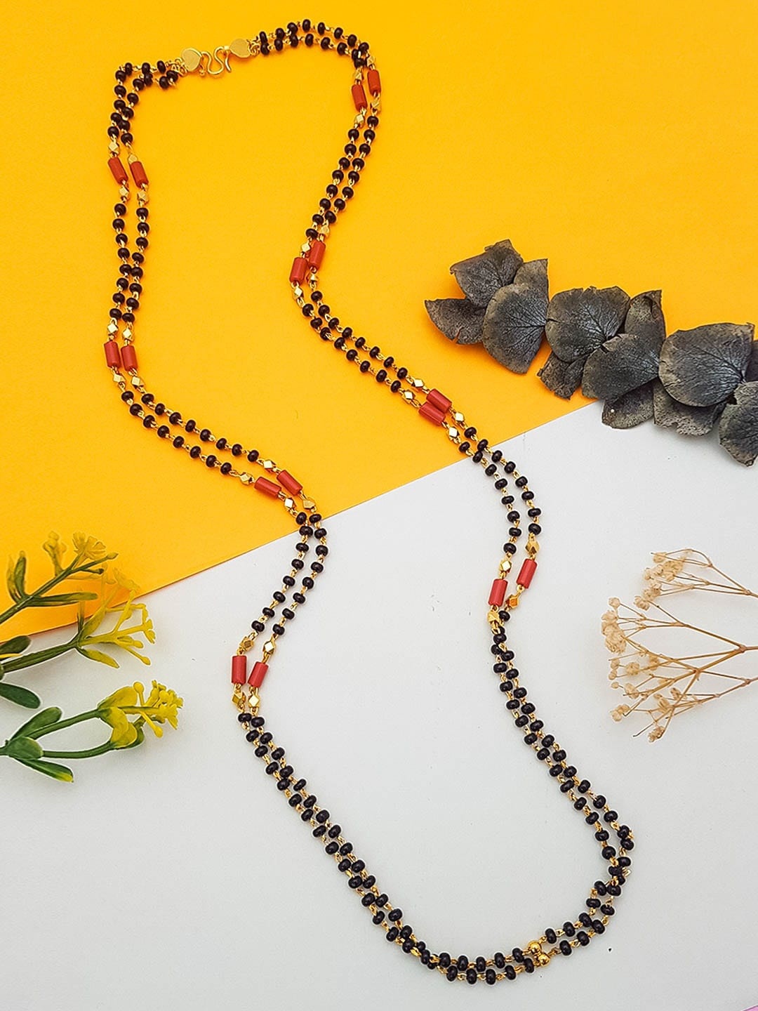 

GRIIHAM Gold-Plated Beaded Mangalsutra