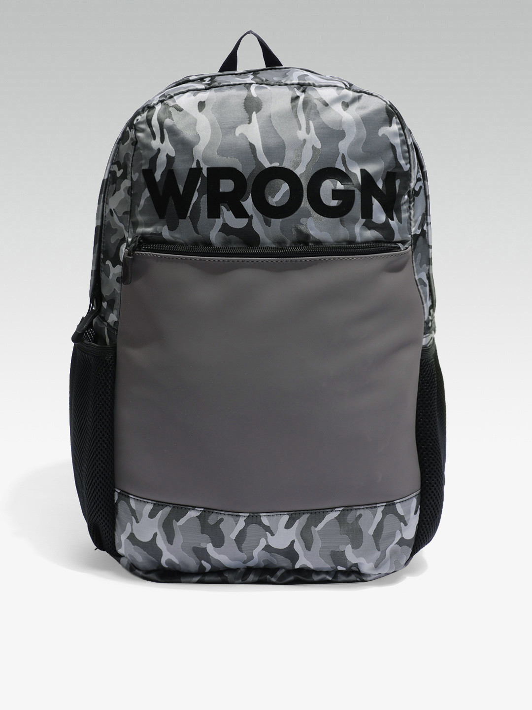 

WROGN Unisex Grey Printed Backpack
