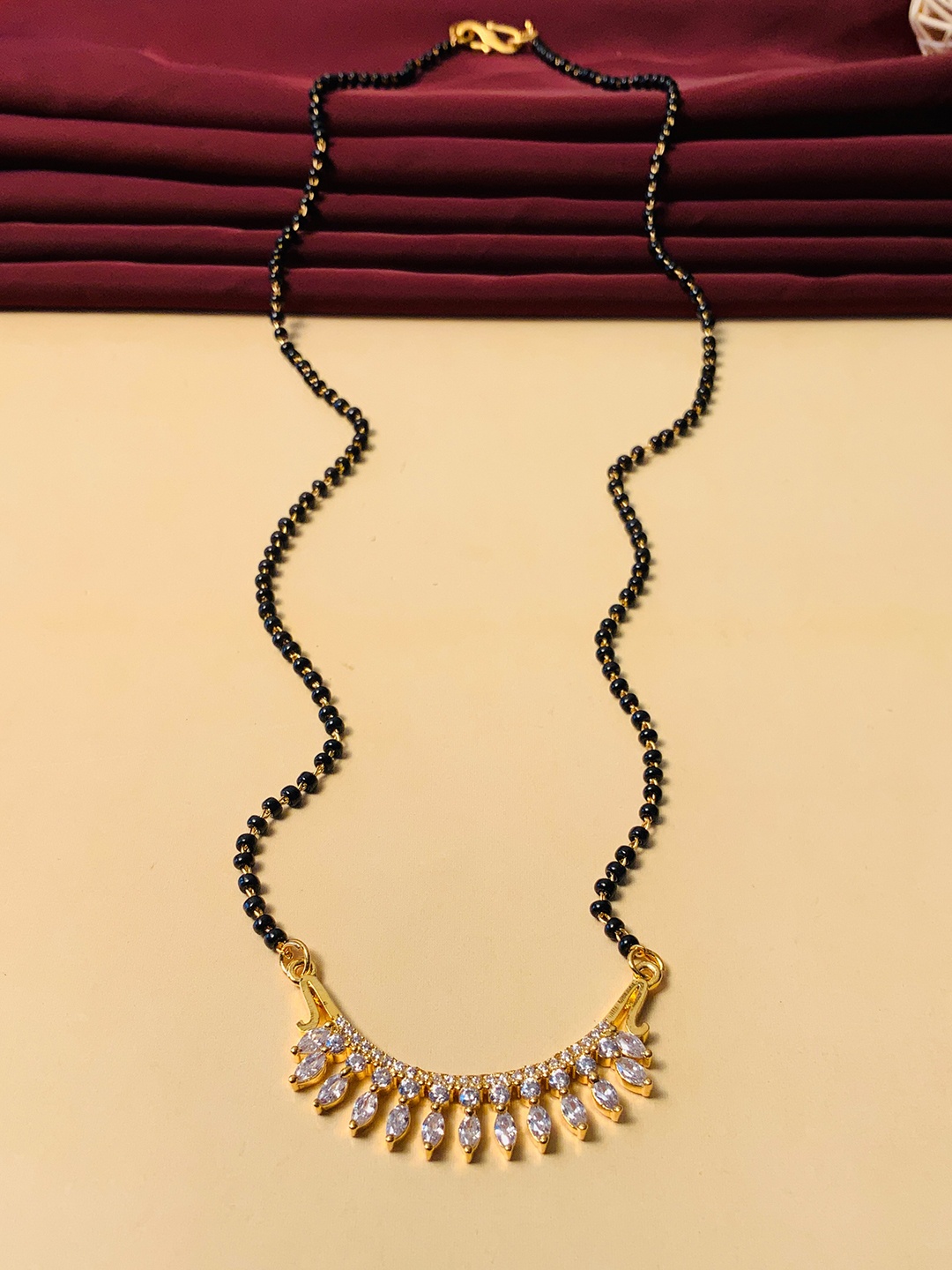 

ABDESIGNS Gold Plated & AD Studded Minimal Mangalsutra