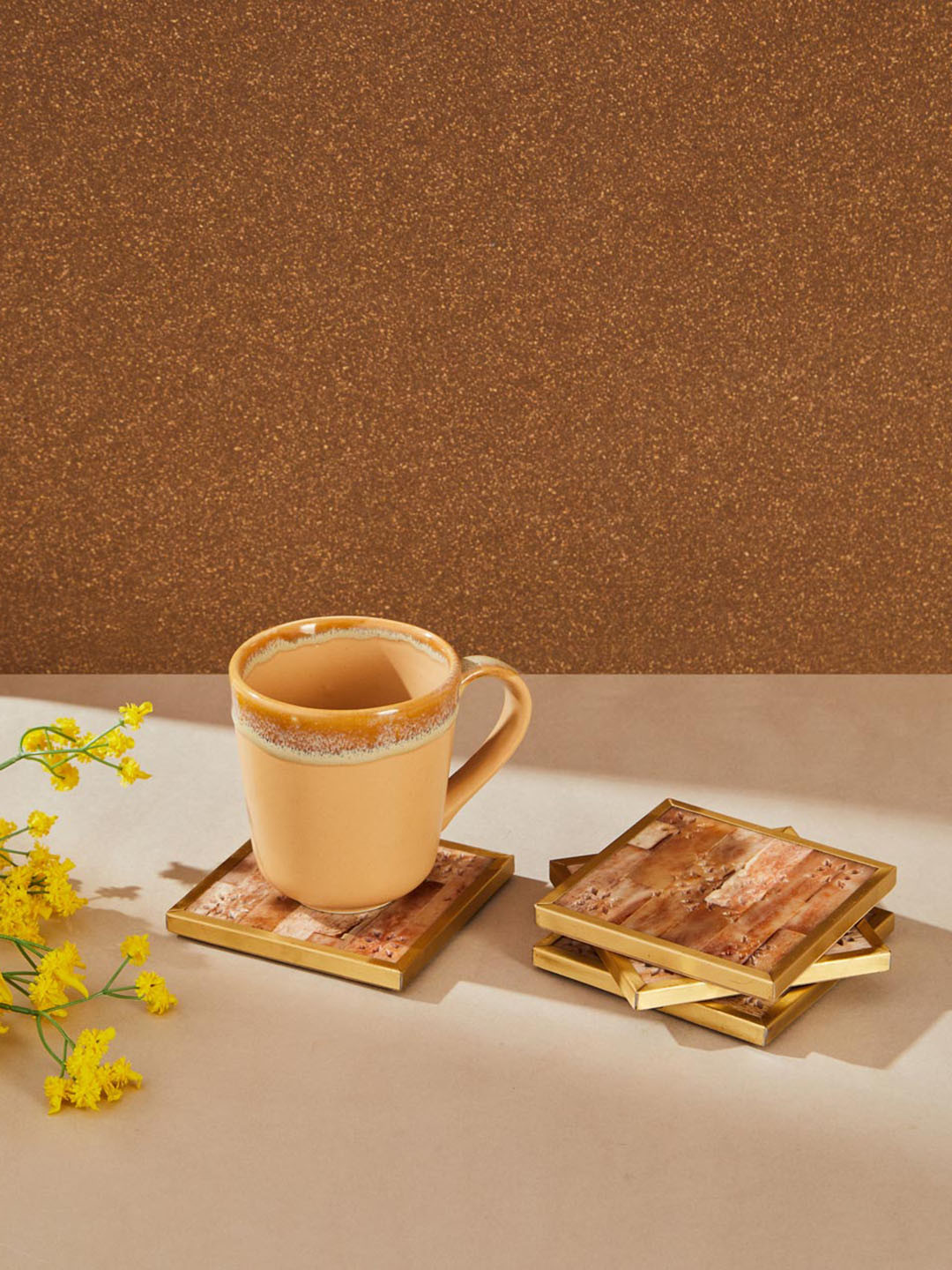 

Fabindia Brown 4 Pieces Cinnamon Avni Horn Coasters