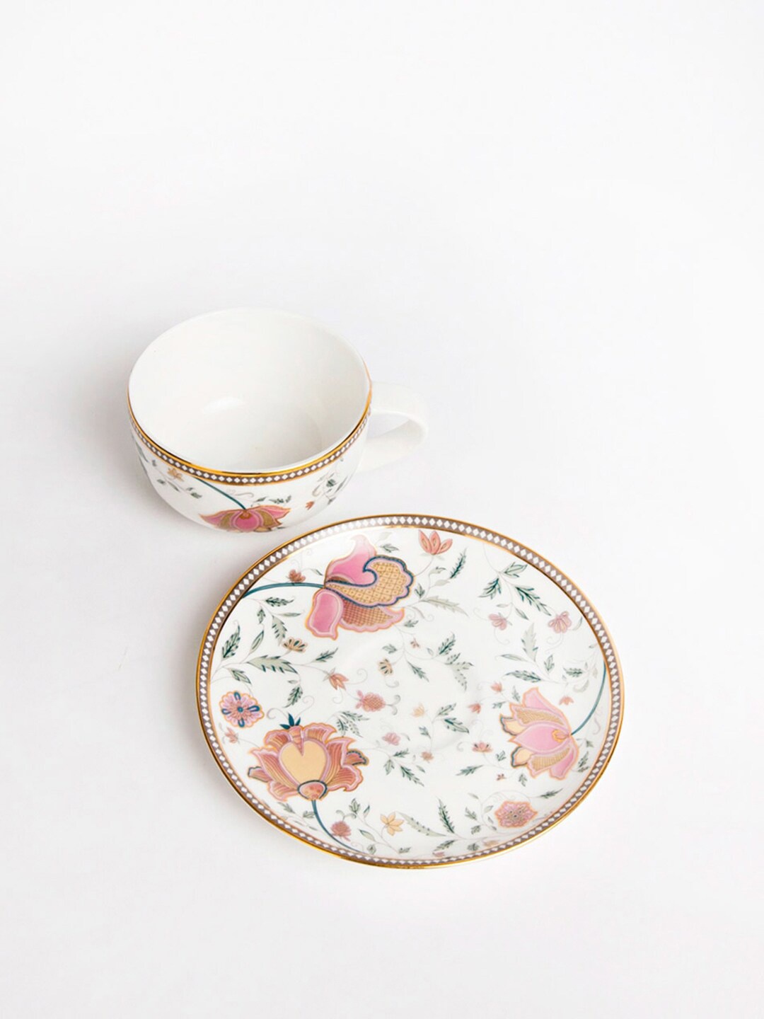 

Fabindia Zoya White & Pink 2 Pieces Geometric Printed Ceramic Matte Cups & Saucers-250ml