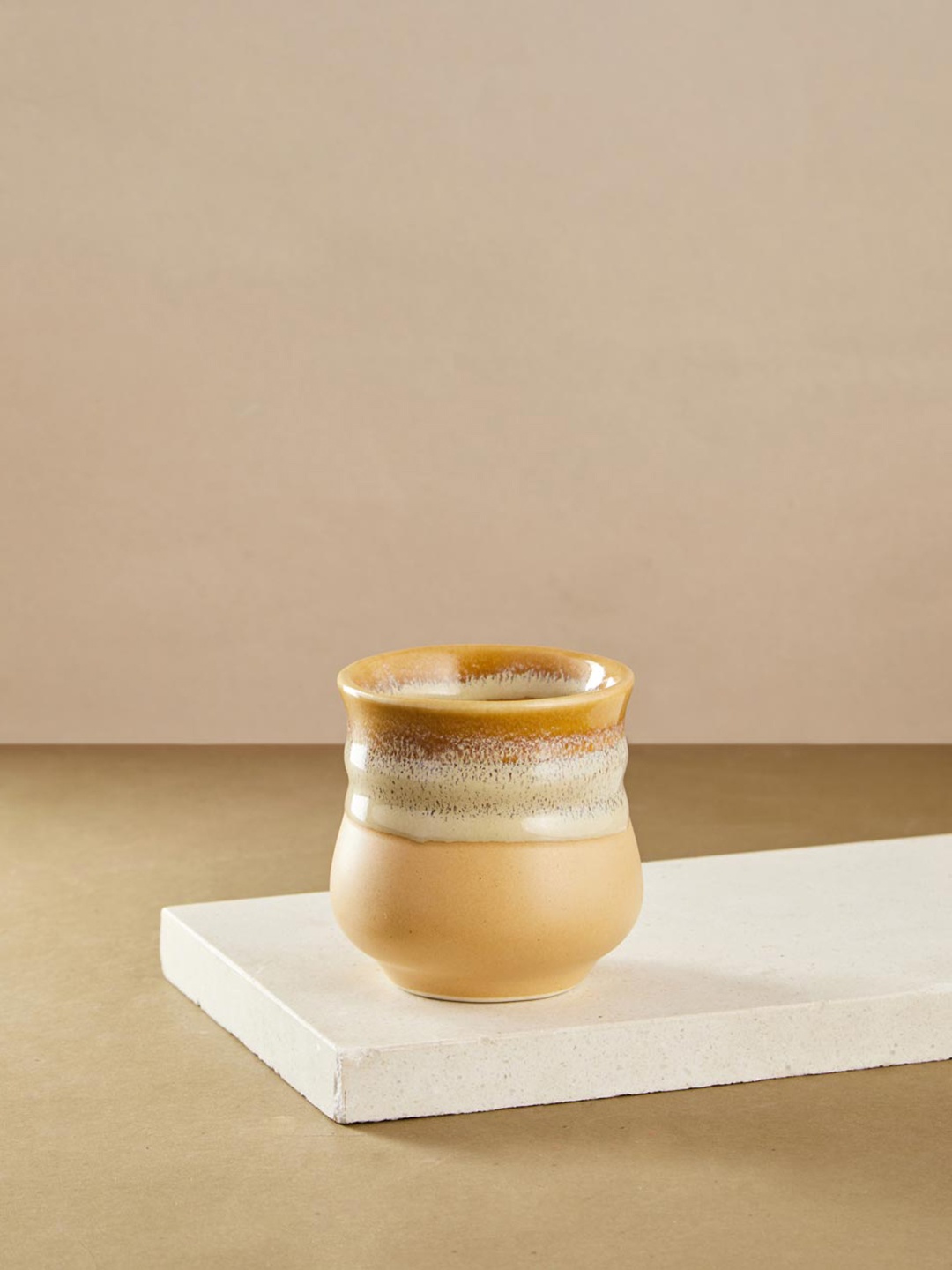 

Fabindia Anaarbagh Yellow Ceramic Matte Kulladhs - 180 ml, Beige