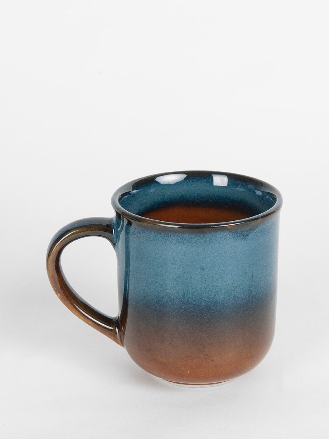 

Fabindia Amber Blue & Brown Colourblocked Ceramic Glossy Mug - 360 ml