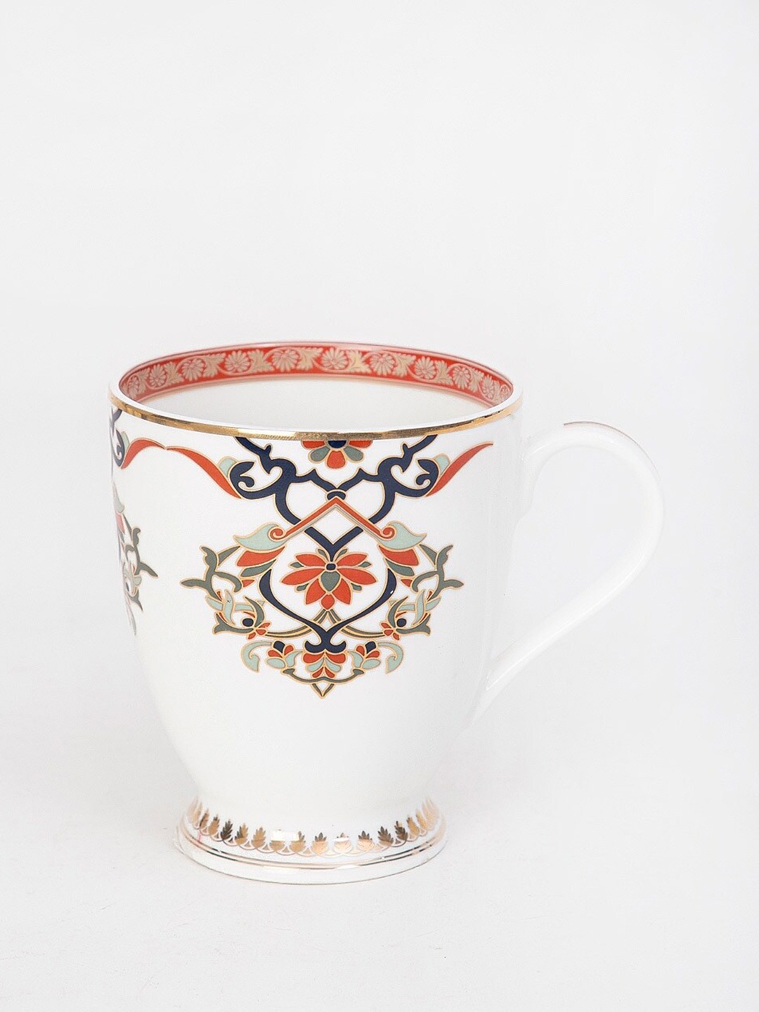 

Fabindia White & Red Printed Ceramic Glossy Mug - 380 ml