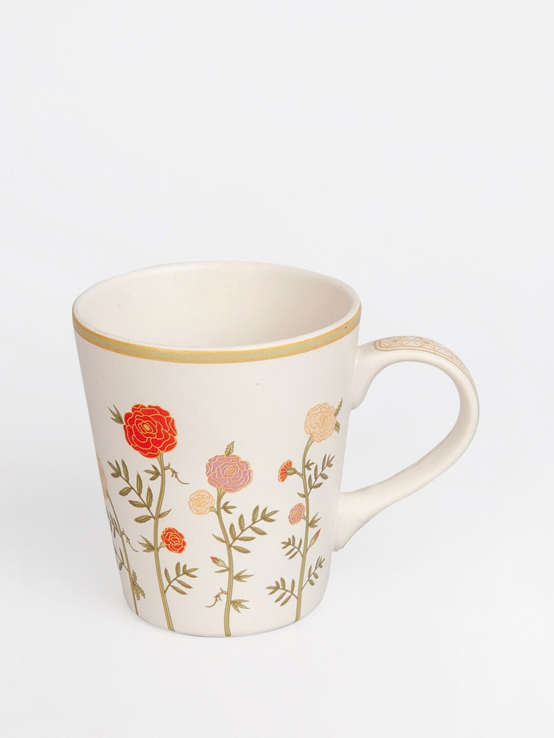 

Fabindia Sahir White & Red 1 Piece Printed Ceramic Matte Mug-300ml