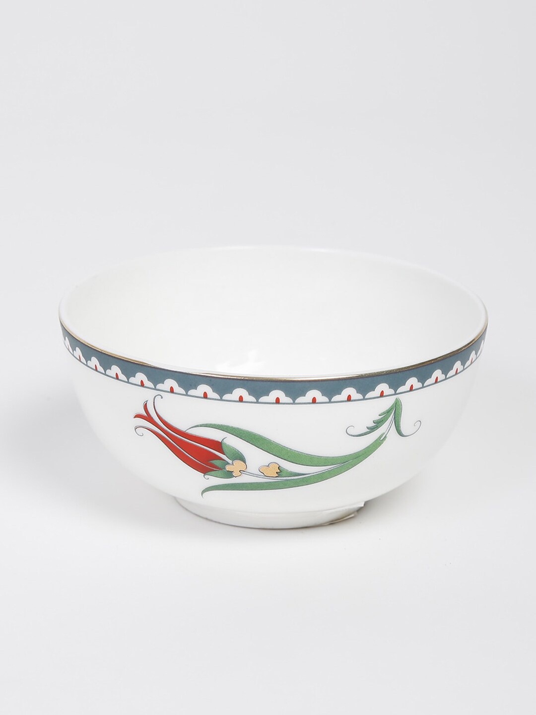 

Fabindia White & Red 1 Piece Floral Printed Ceramic Glossy Bowl