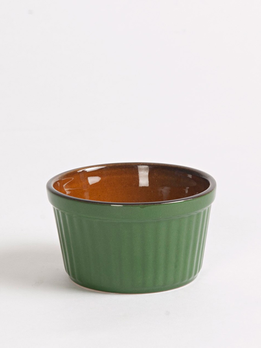 

Fabindia Kashi Green & Brown Textured Ceramic Matte Bowl