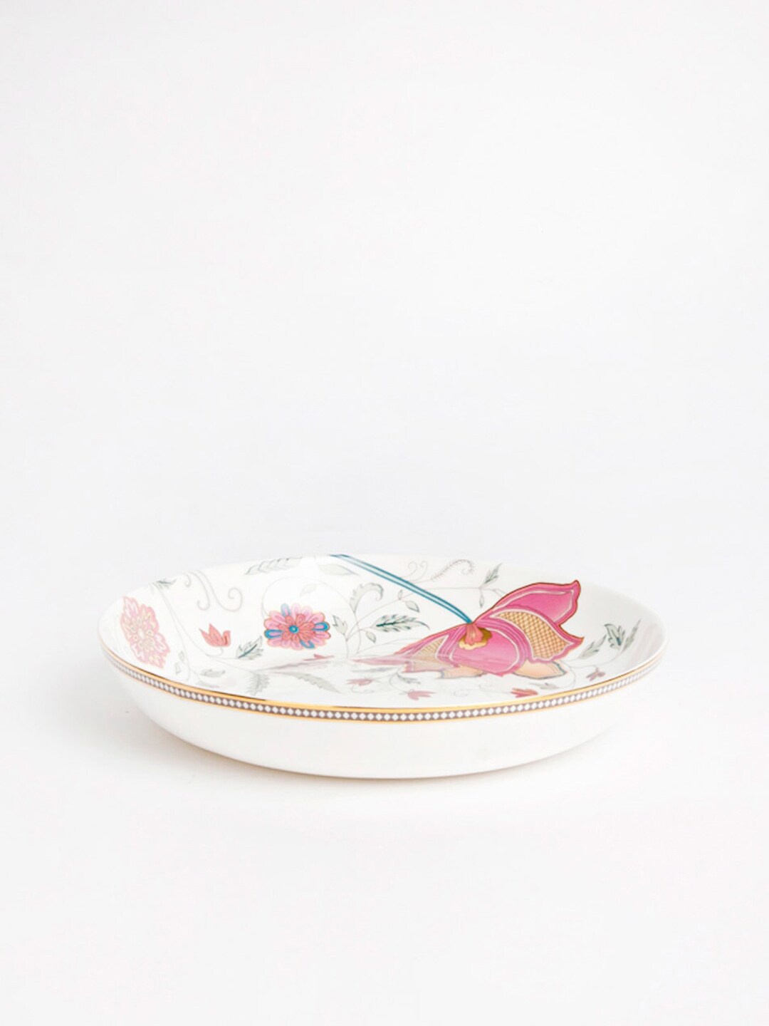 

Fabindia Zoya White & Pink Printed Ceramic Glossy Plate