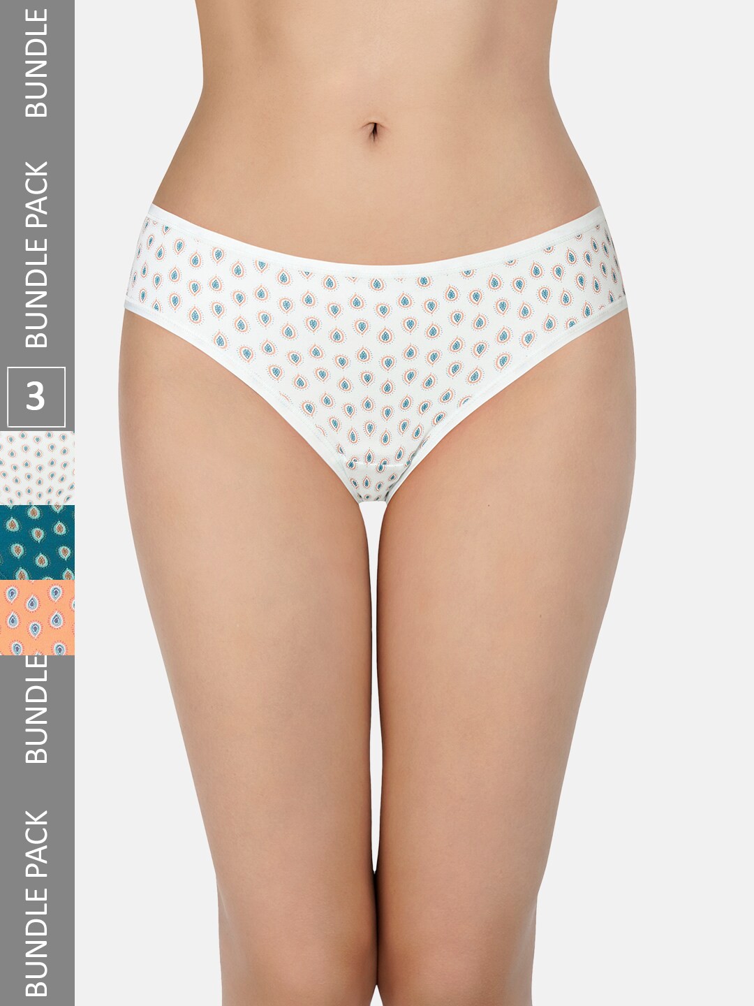 

Amante Women Pack Of 3 Printed Low Rise Bikini Briefs PPK33102, Orange