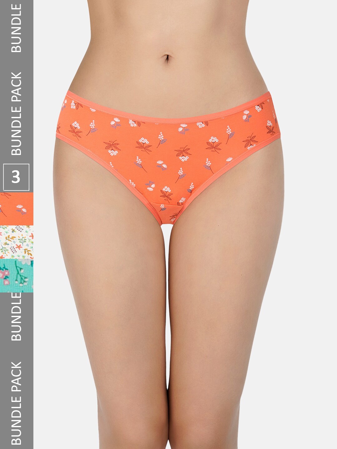 

Amante Women Pack of 3 Printed Low Rise Bikini Briefs PPK33102, Orange