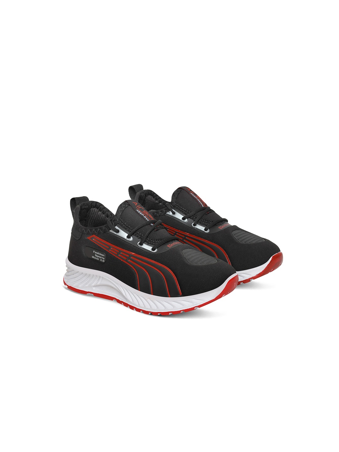 

Airspot Kids Striped Lightweight Sneakers, Black